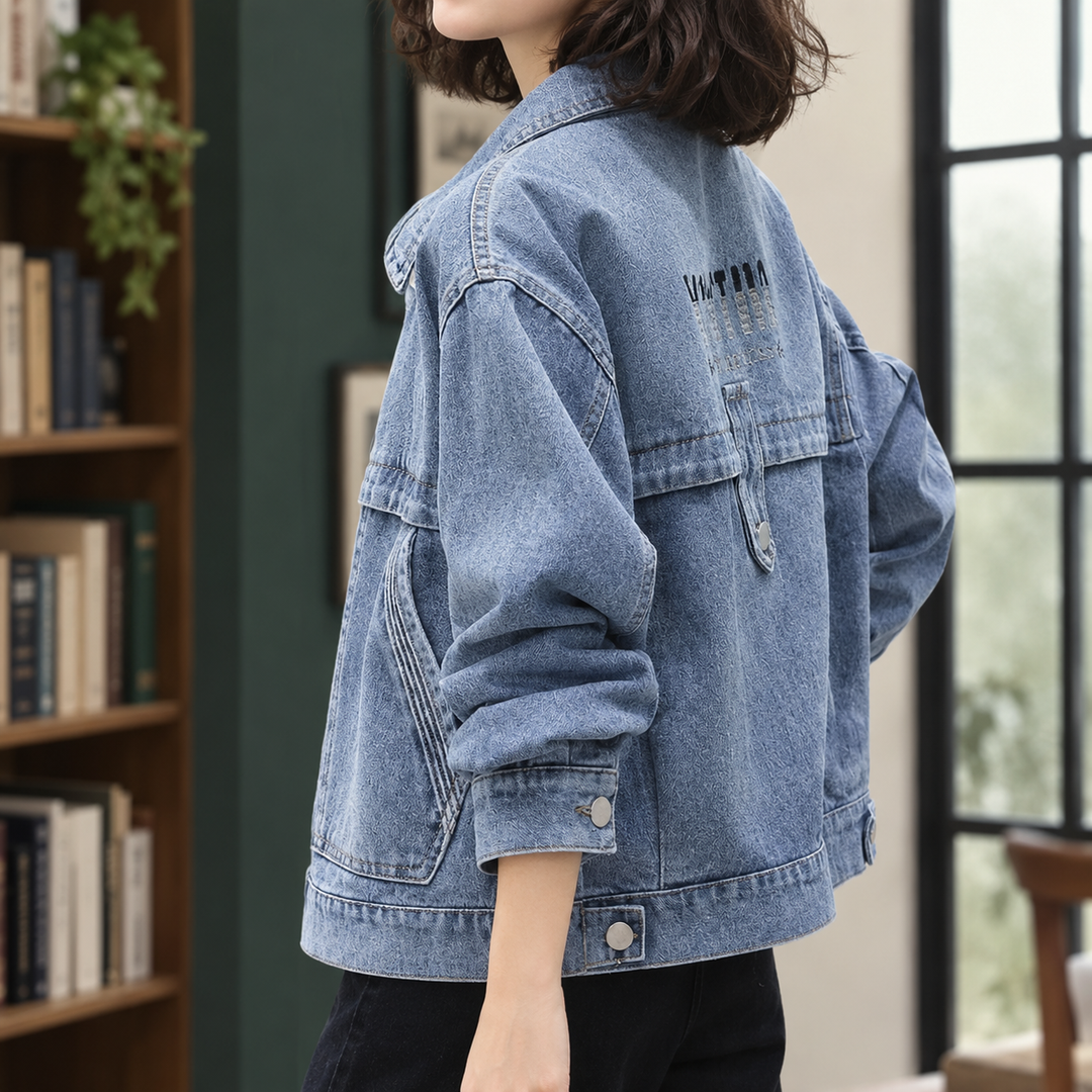 Eton women's denim jacket in Denim Blue – back view