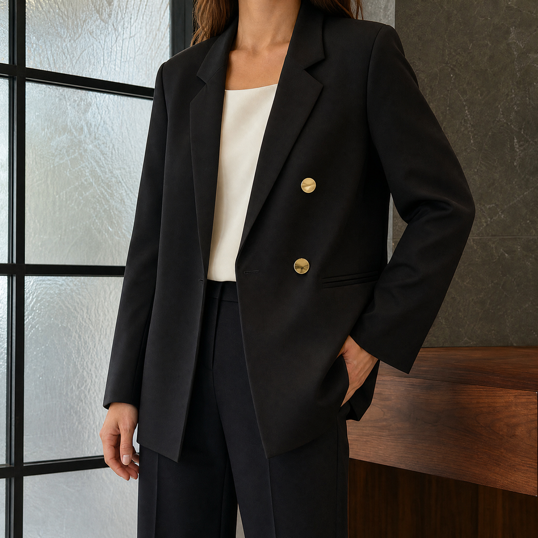 Winchcombe women's longline blazer in Black – front view