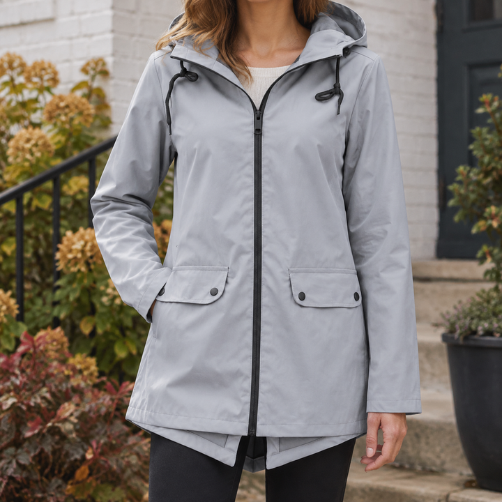 Warwick women's hooded jacket in Light Grey – front view