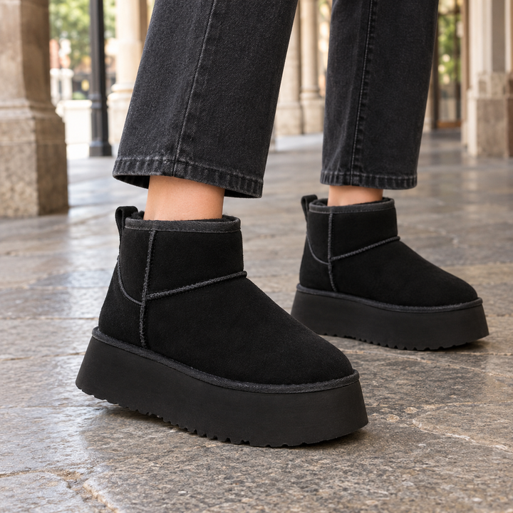 Loweswater women's mini platform ankle boots in Black – side view