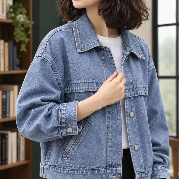 Eton women's denim jacket in Denim Blue – front view