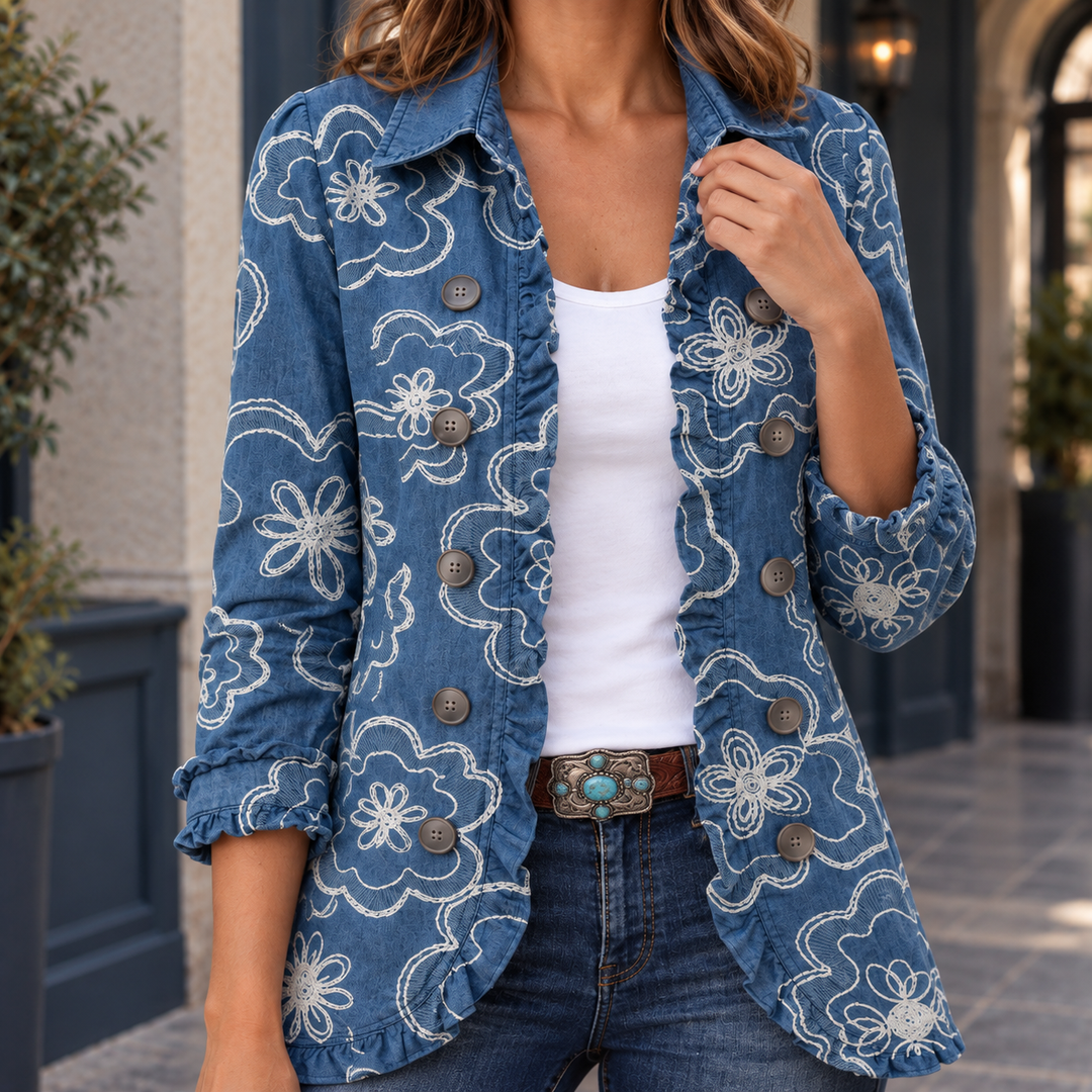 Haslemere women's floral jacket in Blue – alternate front view