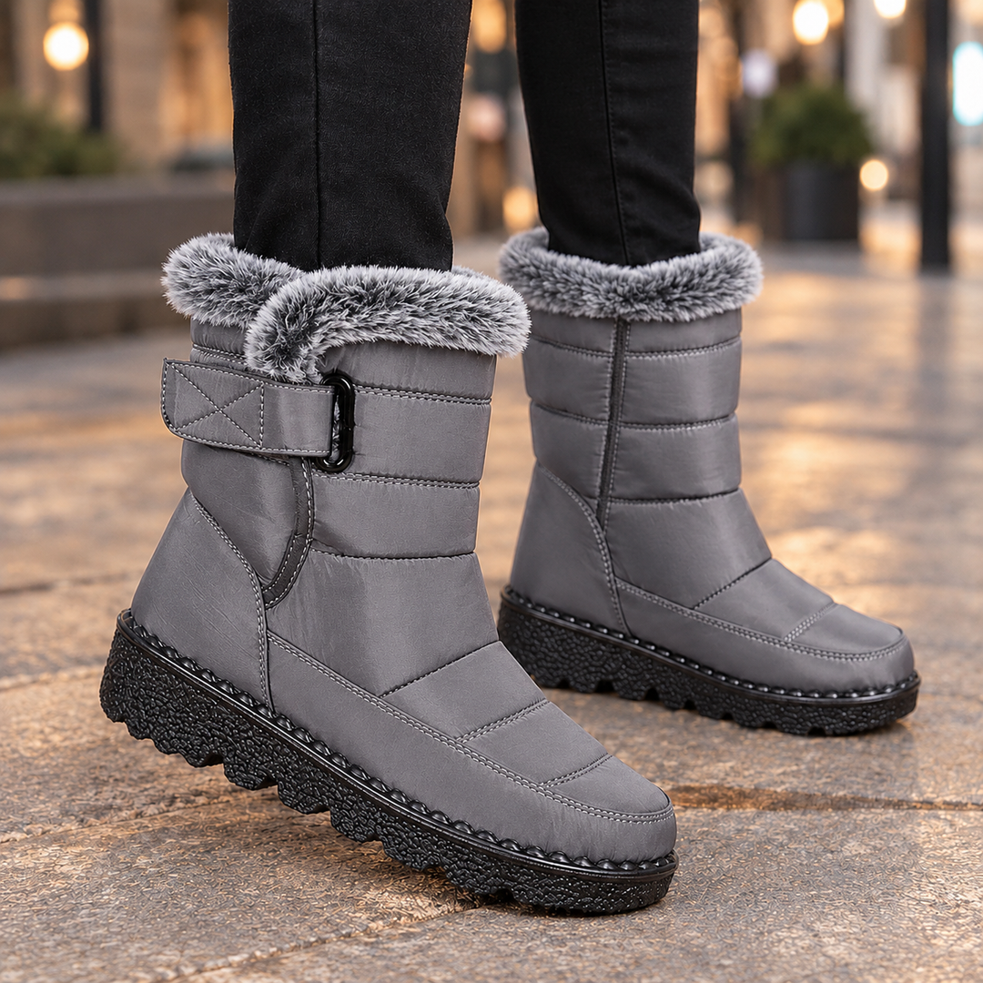 Women's Faux Fur-Collar Padded Winter Boots Mantova – Grey – side