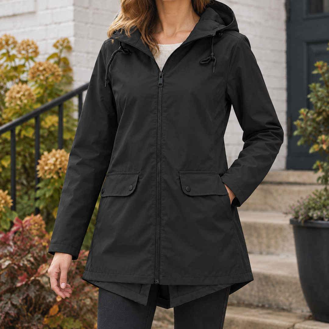 Warwick women's hooded jacket in Black – front view