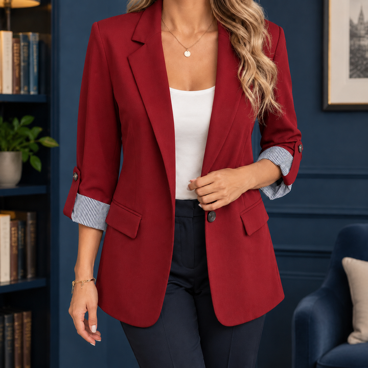 Kelso women's tailored blazer in Burgundy – front view