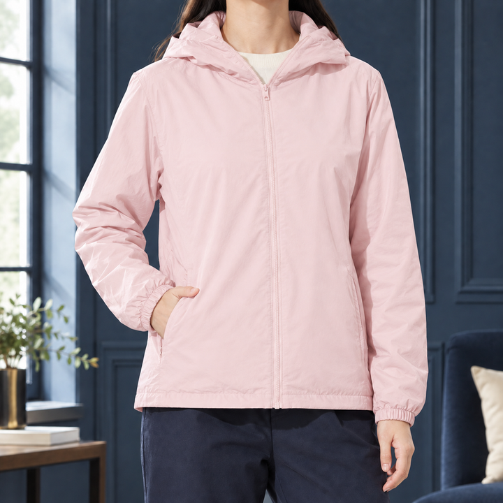 Matlock women's hooded down jacket in Pale Pink – front view