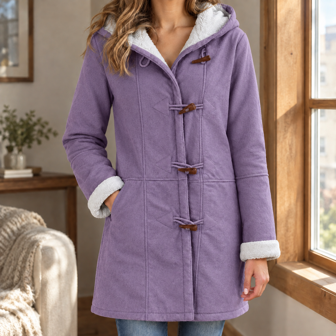 Selkirk women's duffle coat in Lilac – front view