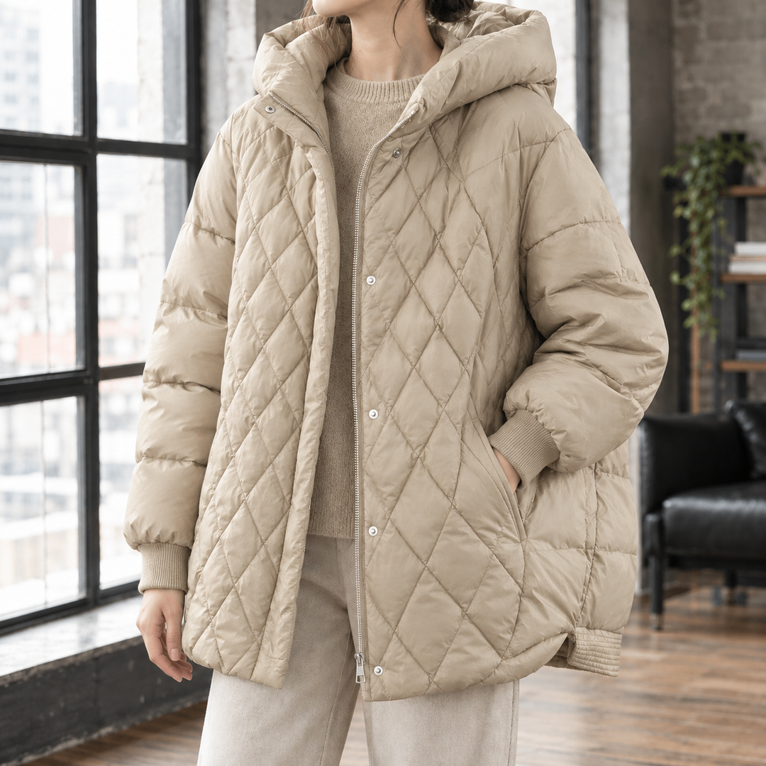 Masham women's puffer jacket in Stone – front view