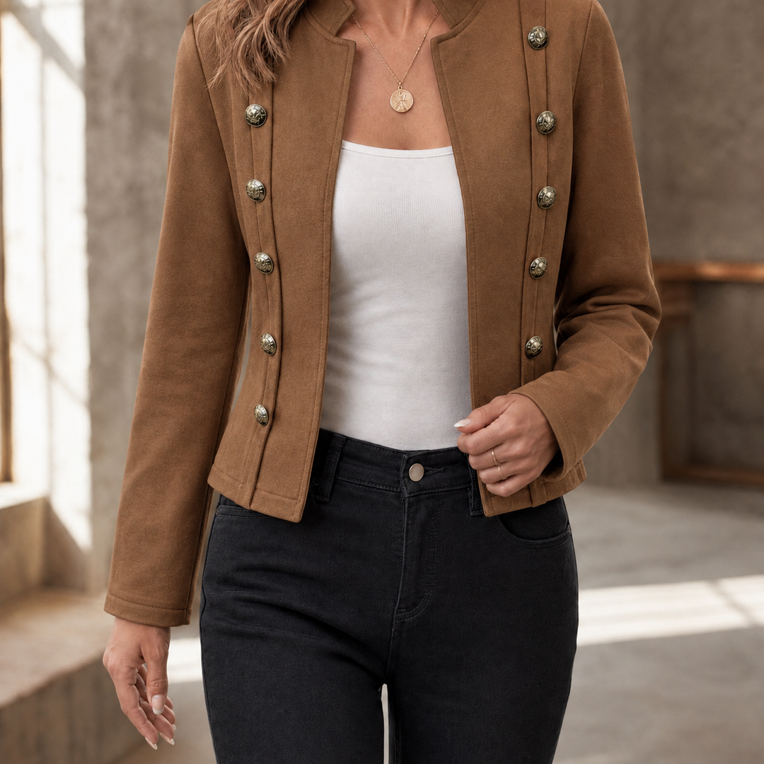 Tobermory women's military jacket in Camel – front view