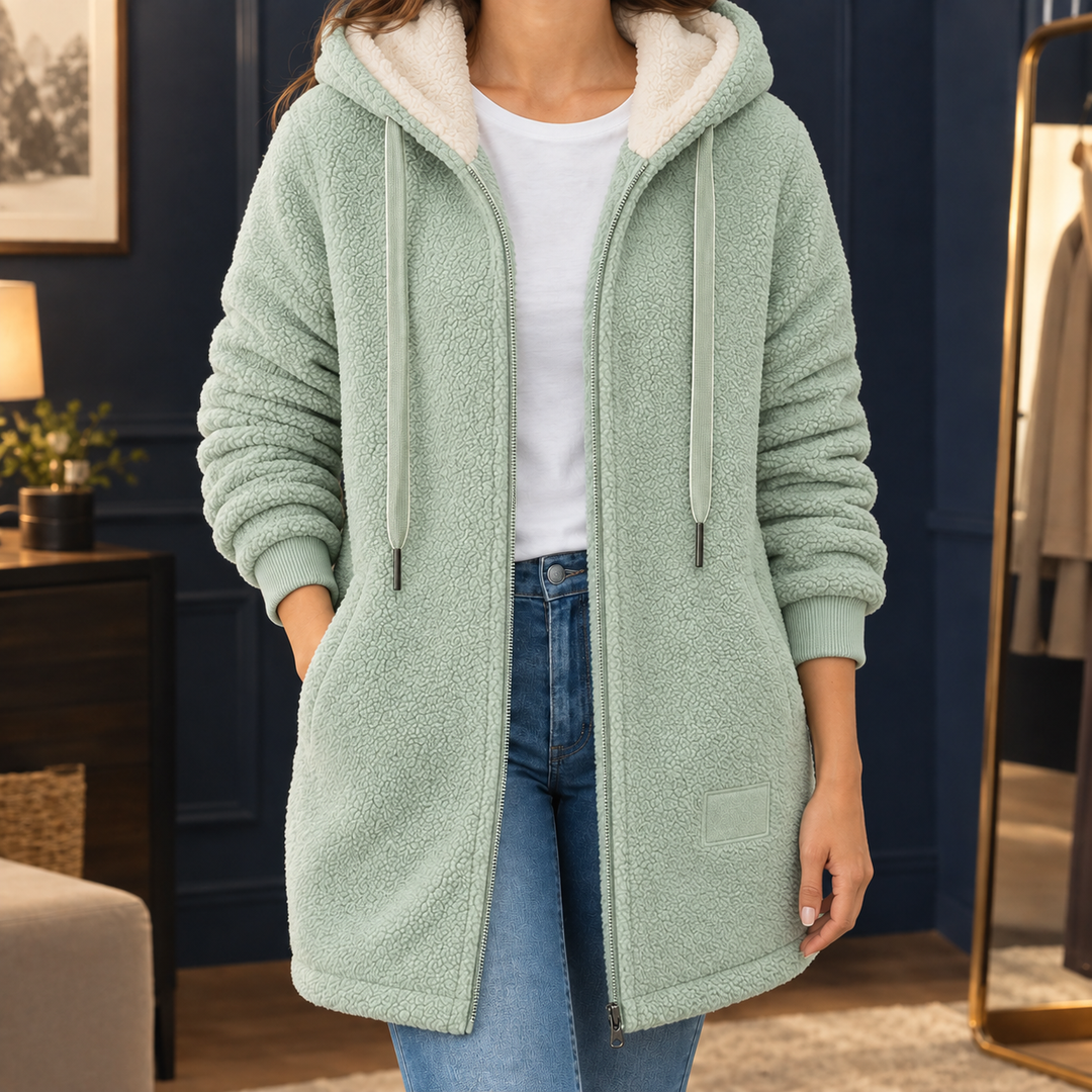 Helmsley women's hooded fleece jacket in Sage – front view
