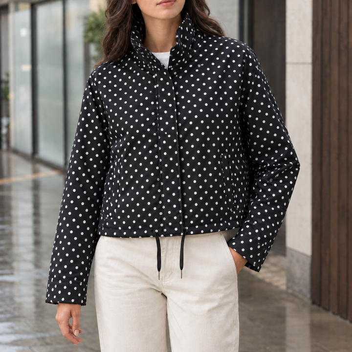 Ullswater women's polka dot jacket in Black – front view