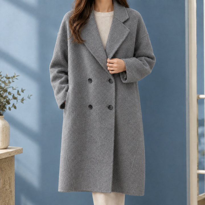 Alresford women's wool cocoon coat in Grey – front view