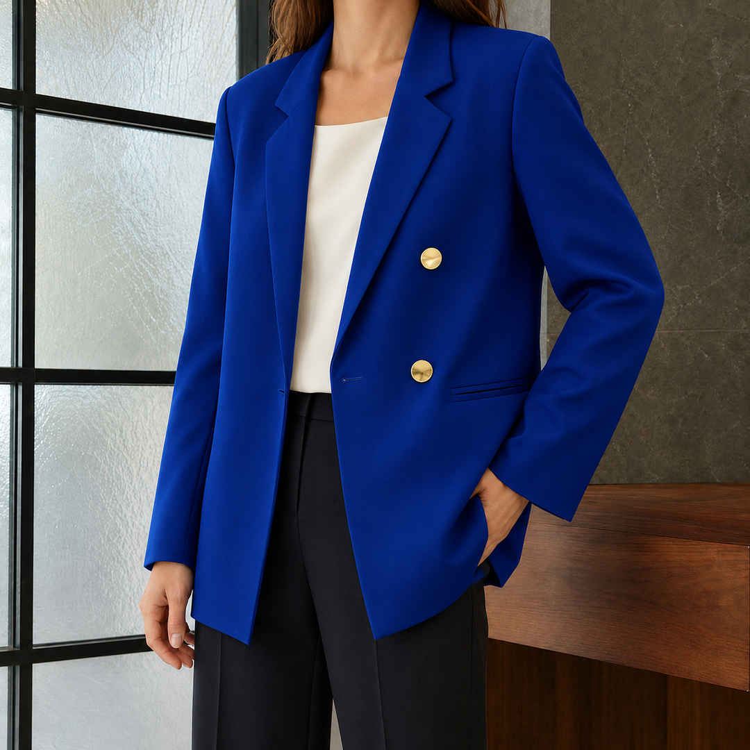 Winchcombe women's longline blazer in Royal Blue – front view