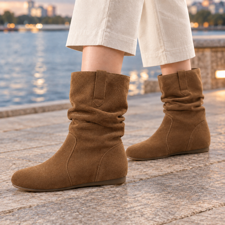 Cockermouth women's slouch mid-calf boots in Tan – side view