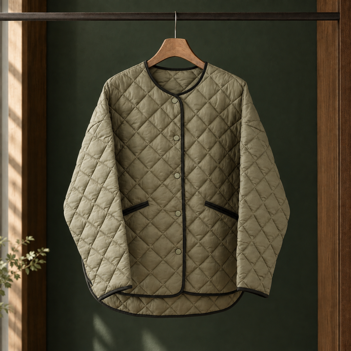 Chalfont women's quilted jacket in Khaki Green – front view