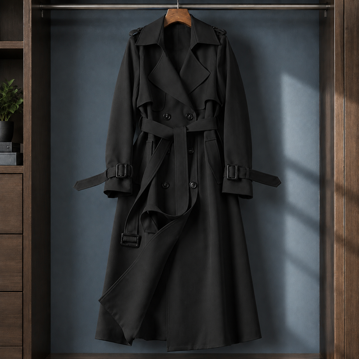 Romsey women's trench coat in Black – front view