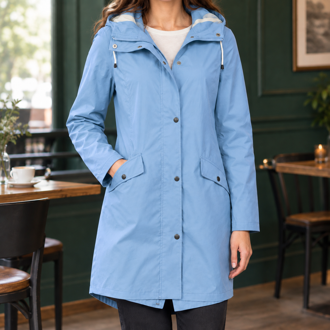 Whitstable women's hooded jacket in Sky Blue – front view