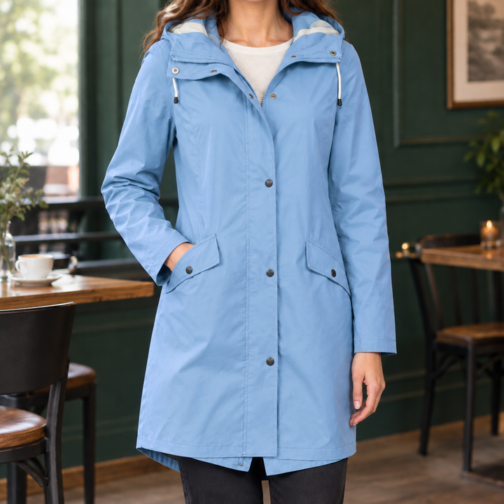 Whitstable women's hooded jacket in Sky Blue – front view