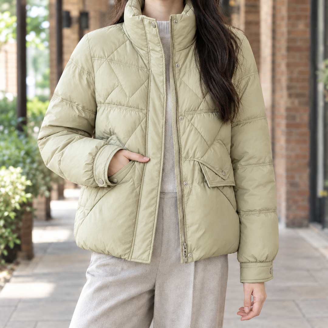 Sudbury women's quilted jacket in Sage Green – front view