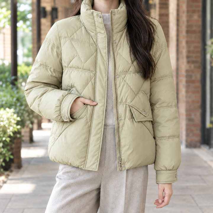 Sudbury women's quilted jacket in Sage Green – front view