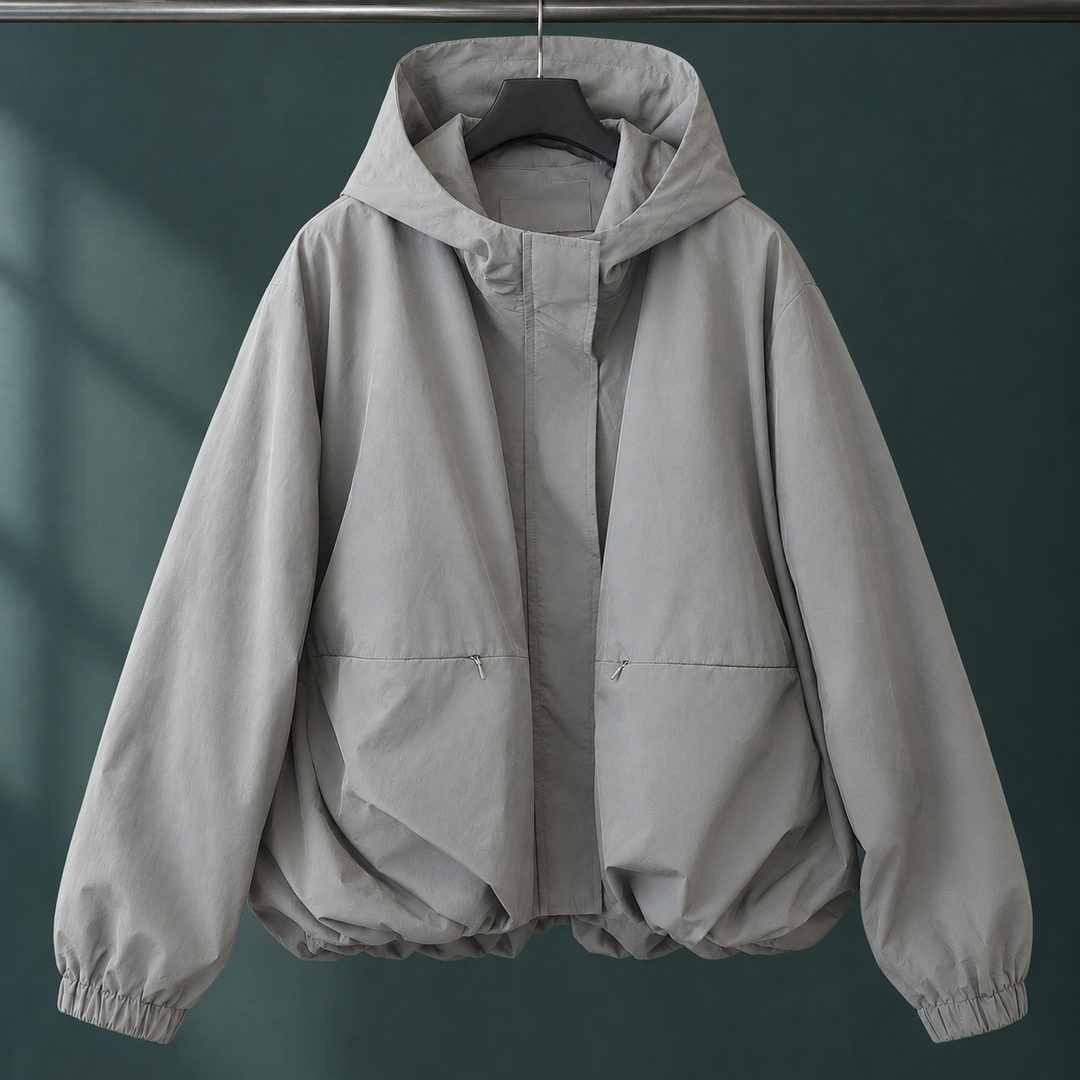 Truro women's hooded jacket in Stone – front view