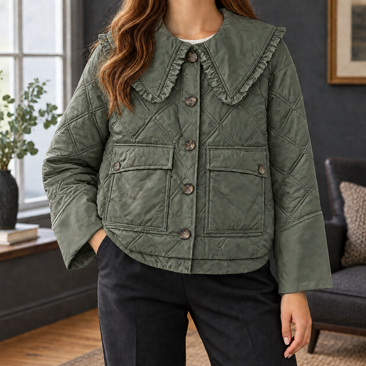 Chepstow women's quilted jacket in Olive Green – front view