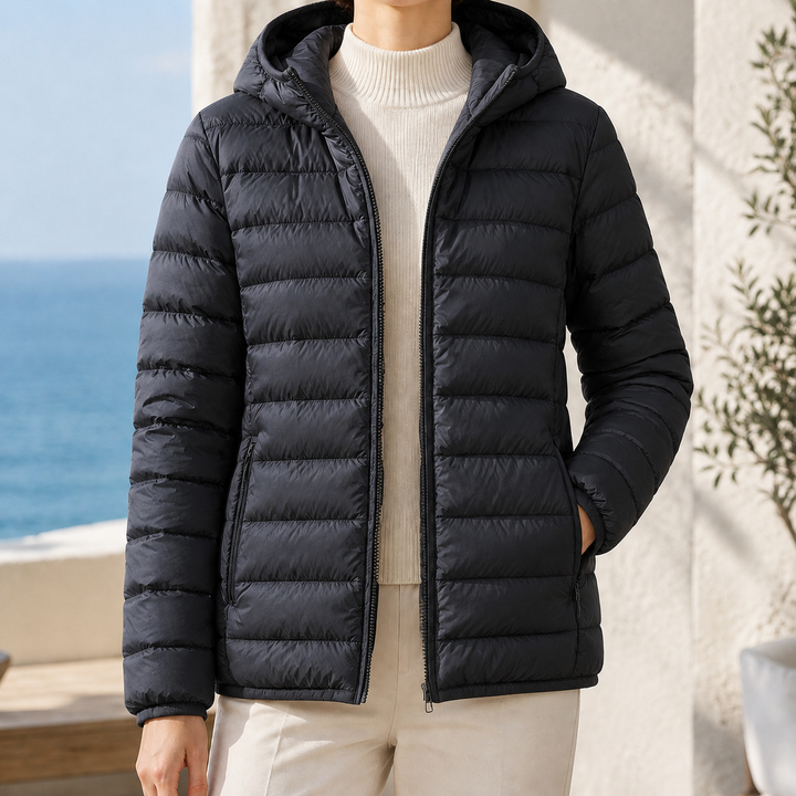 Wensley women's puffer jacket in Black – front view