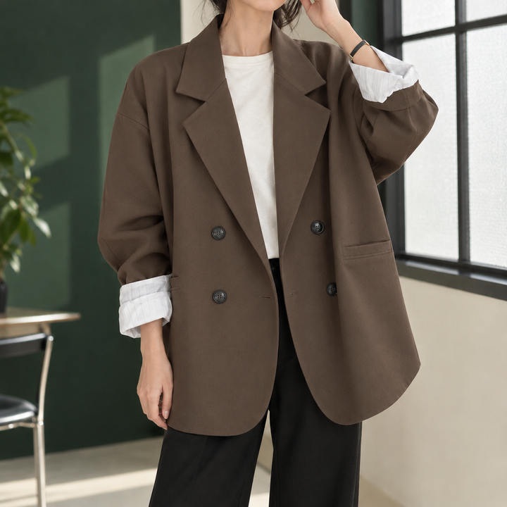 Cromarty women's oversized blazer in Mocha – front view