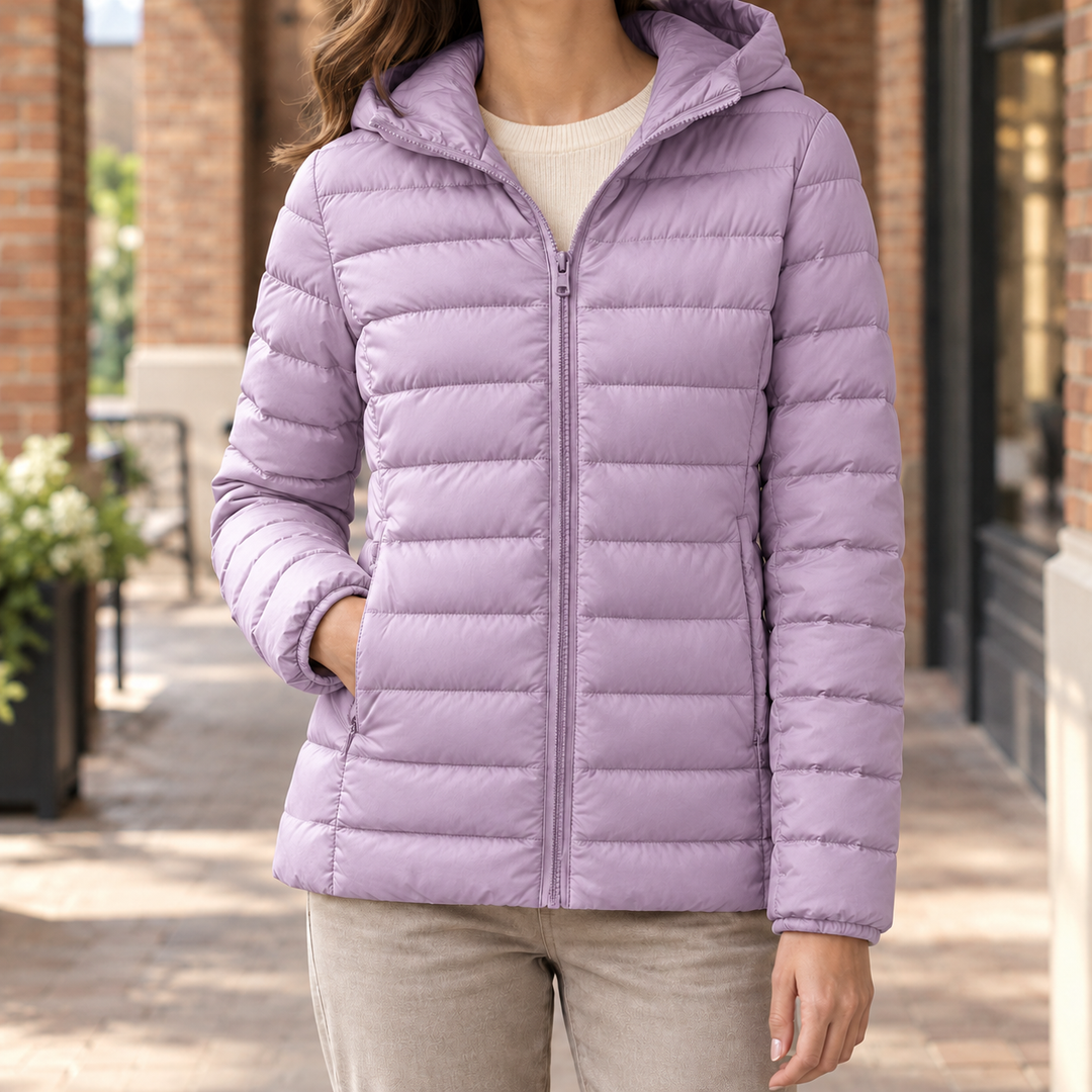Goring women's puffer jacket in Lilac – front view