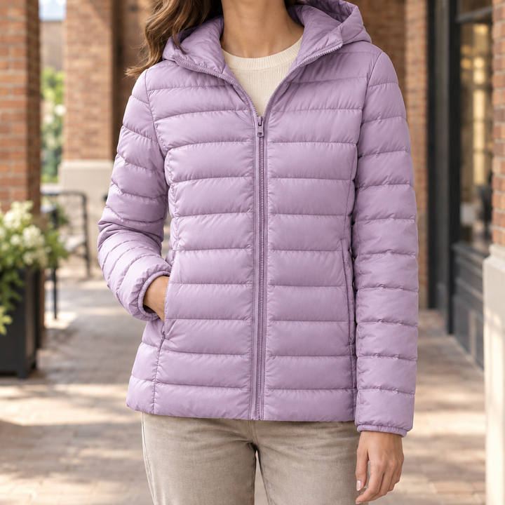 Goring women's puffer jacket in Lilac – front view