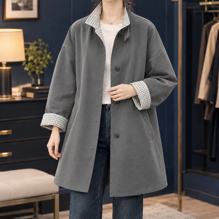 Wadebridge women's overcoat in Grey – front view