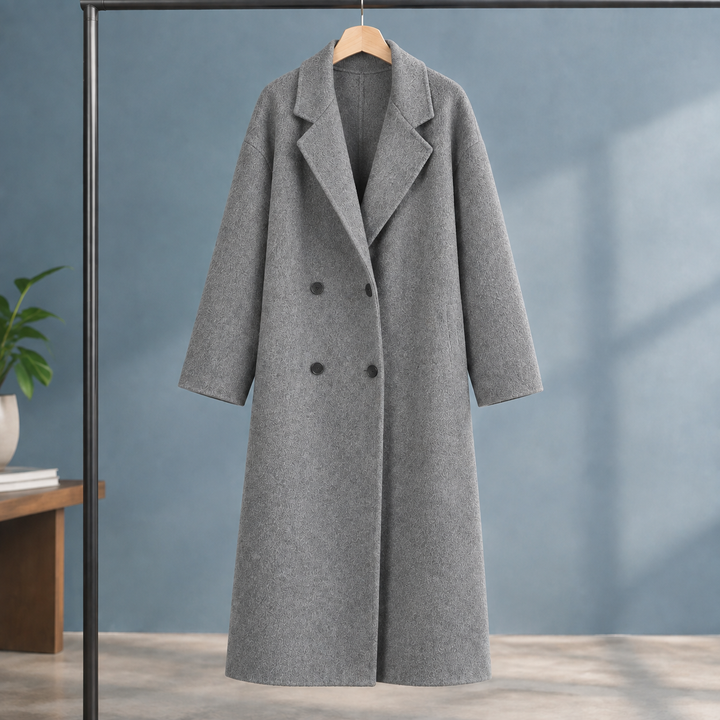 Ripon women's longline coat in Grey Marl – front view