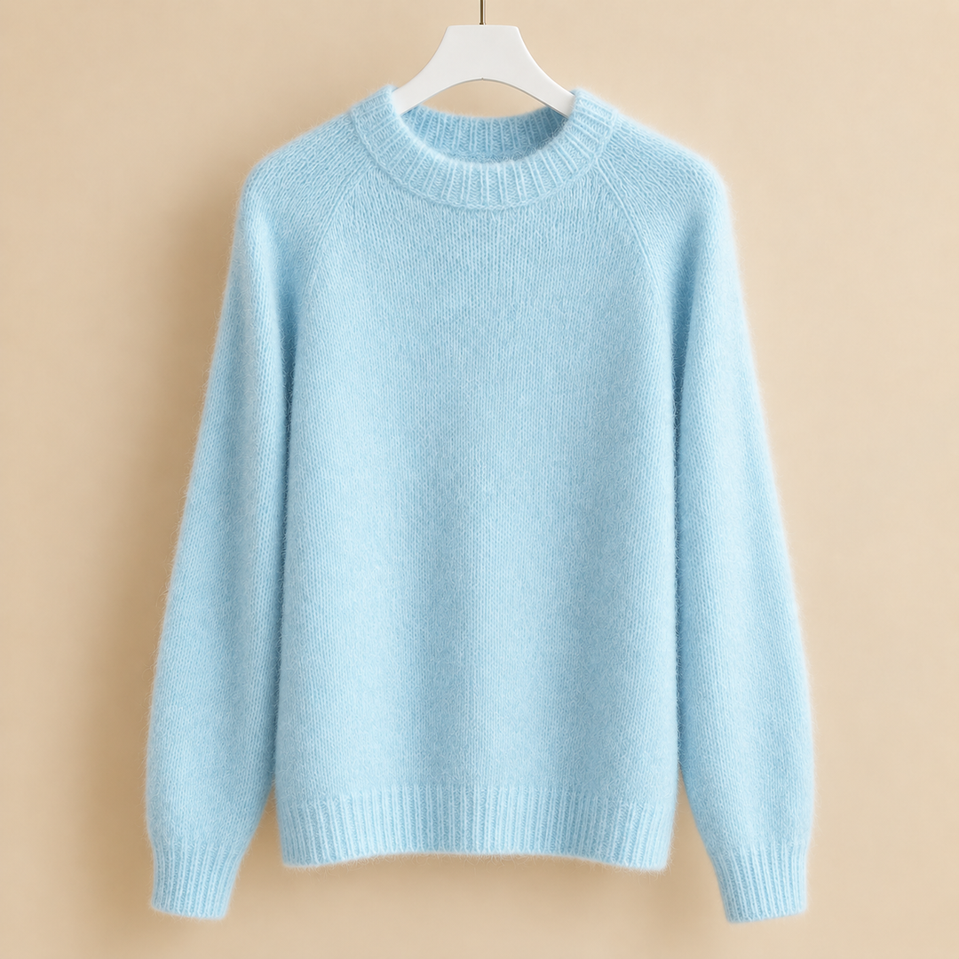 Debbie - Women's brushed knit jumper in Blue – front view