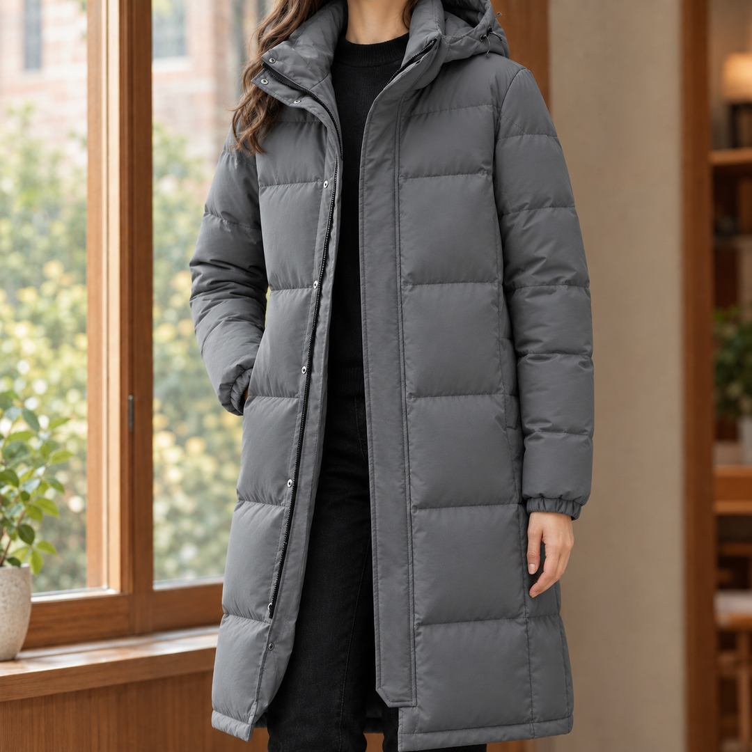 Weymouth women's puffer coat in Grey – front view