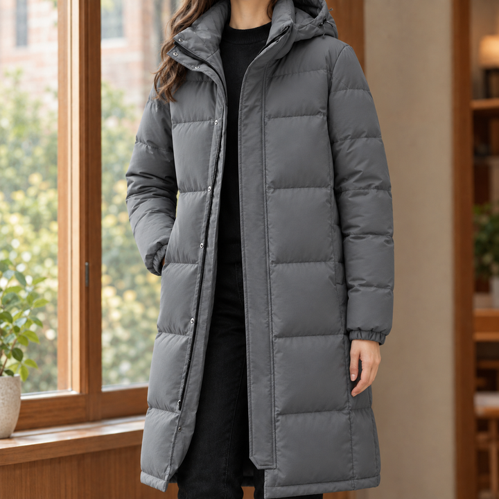 Weymouth women's puffer coat in Grey – front view