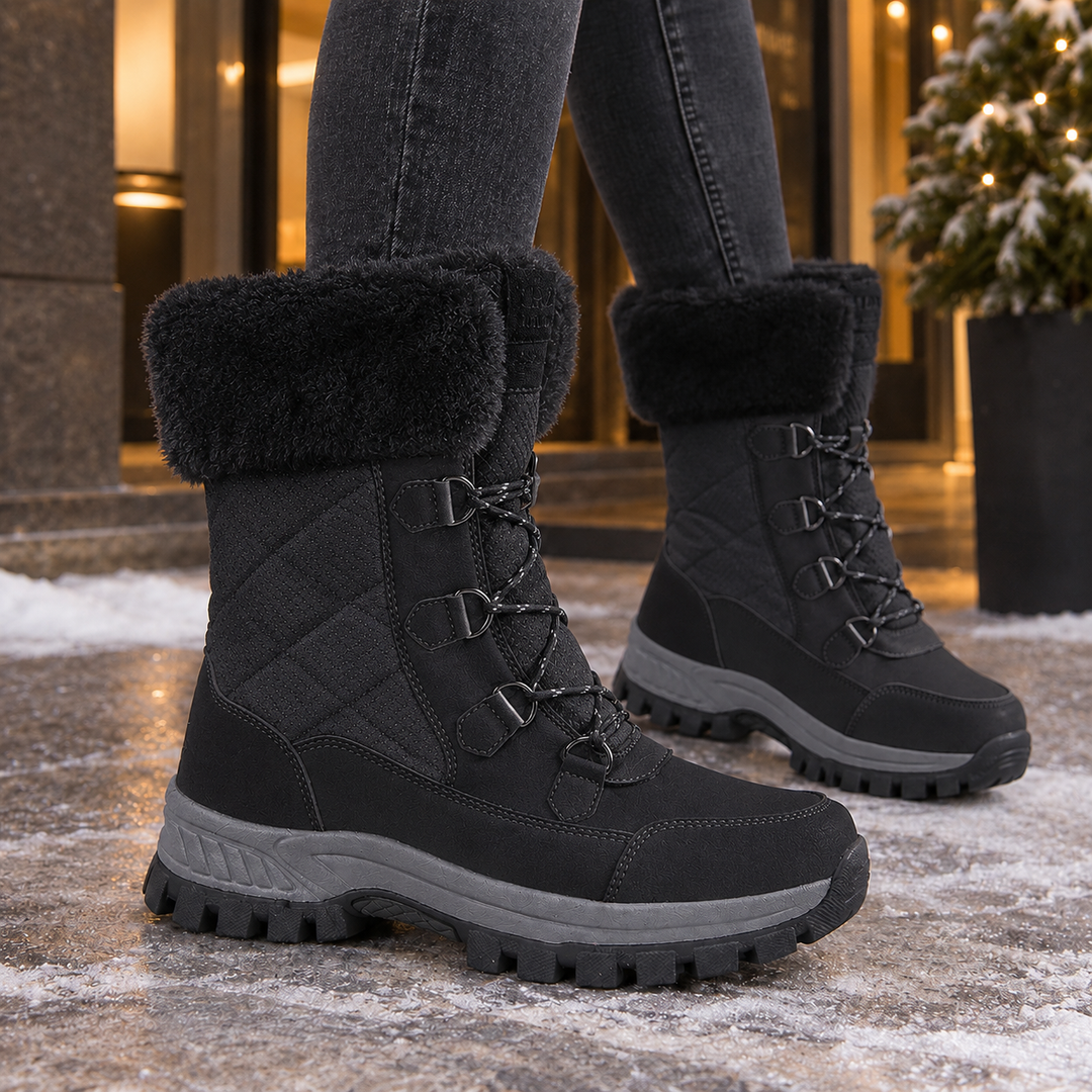 Wasdale women's fleece-lined snow boots in Black – side view