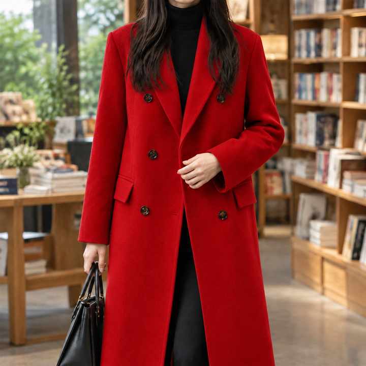 Wivenhoe women's overcoat in Red – front view