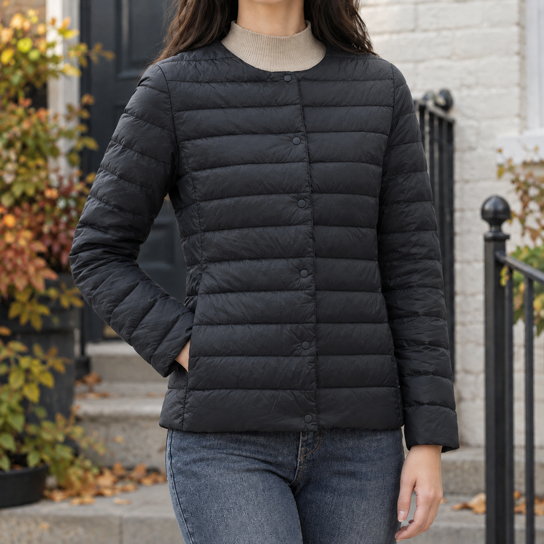 Torquay women's quilted jacket in Black – front view
