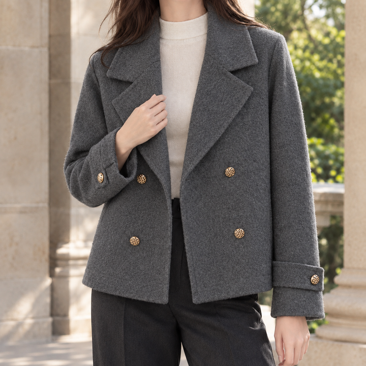 Sonning women's cropped jacket in Charcoal – front view