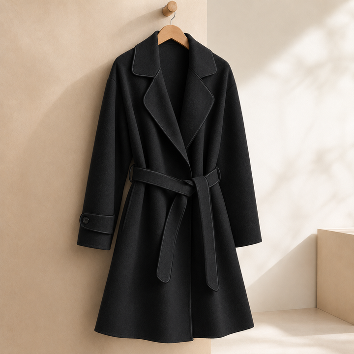 Wantage women's wrap coat in Black – front view