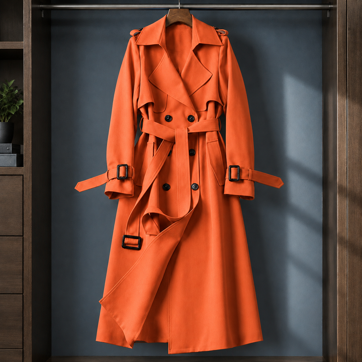 Romsey women's trench coat in Burnt Orange – front view