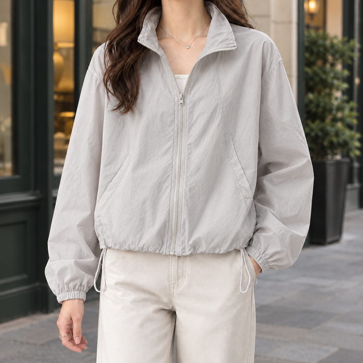 Devizes women's zip-up jacket in Light Grey – front view