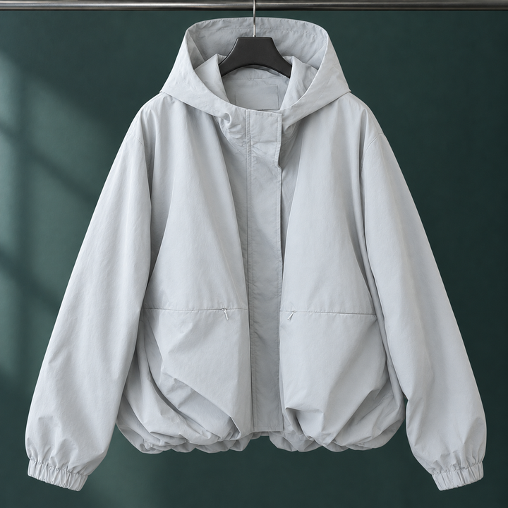 Truro women's hooded jacket in Cool Grey – front view