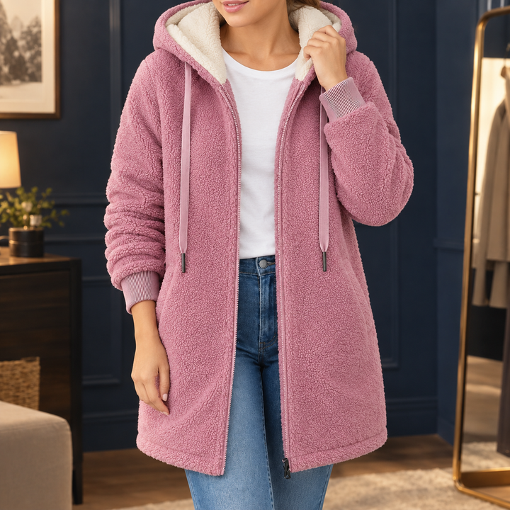 Helmsley women's hooded fleece jacket in Pink – front view