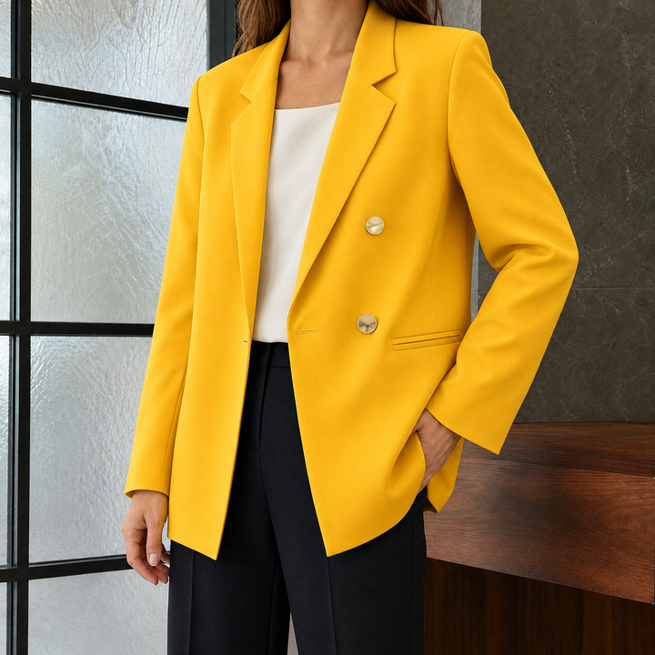 Winchcombe women's longline blazer in Yellow – front view