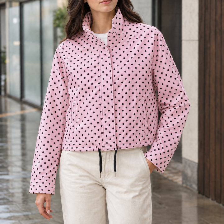 Ullswater women's polka dot jacket in Pink – front view