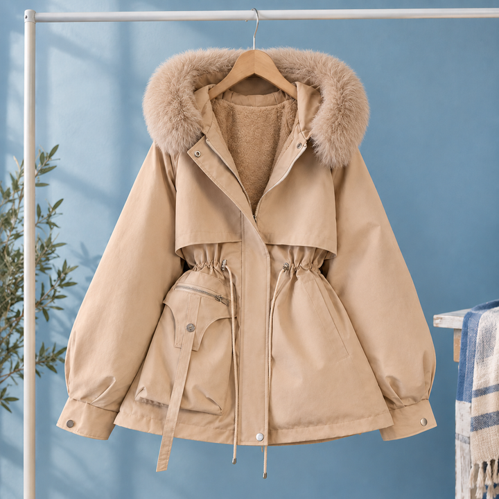 Tewkesbury women's parka in Camel – front view