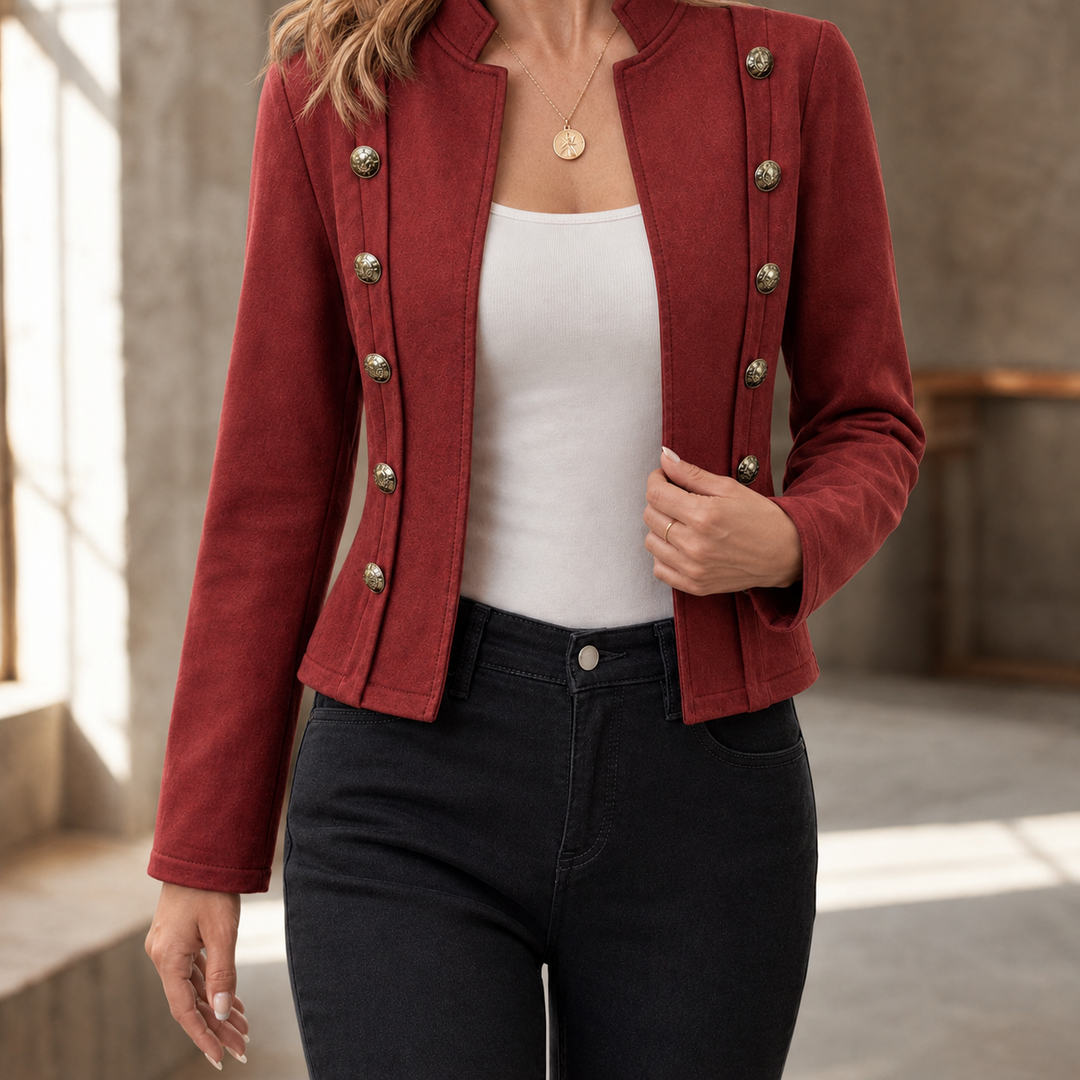 Tobermory women's military jacket in Red – front view