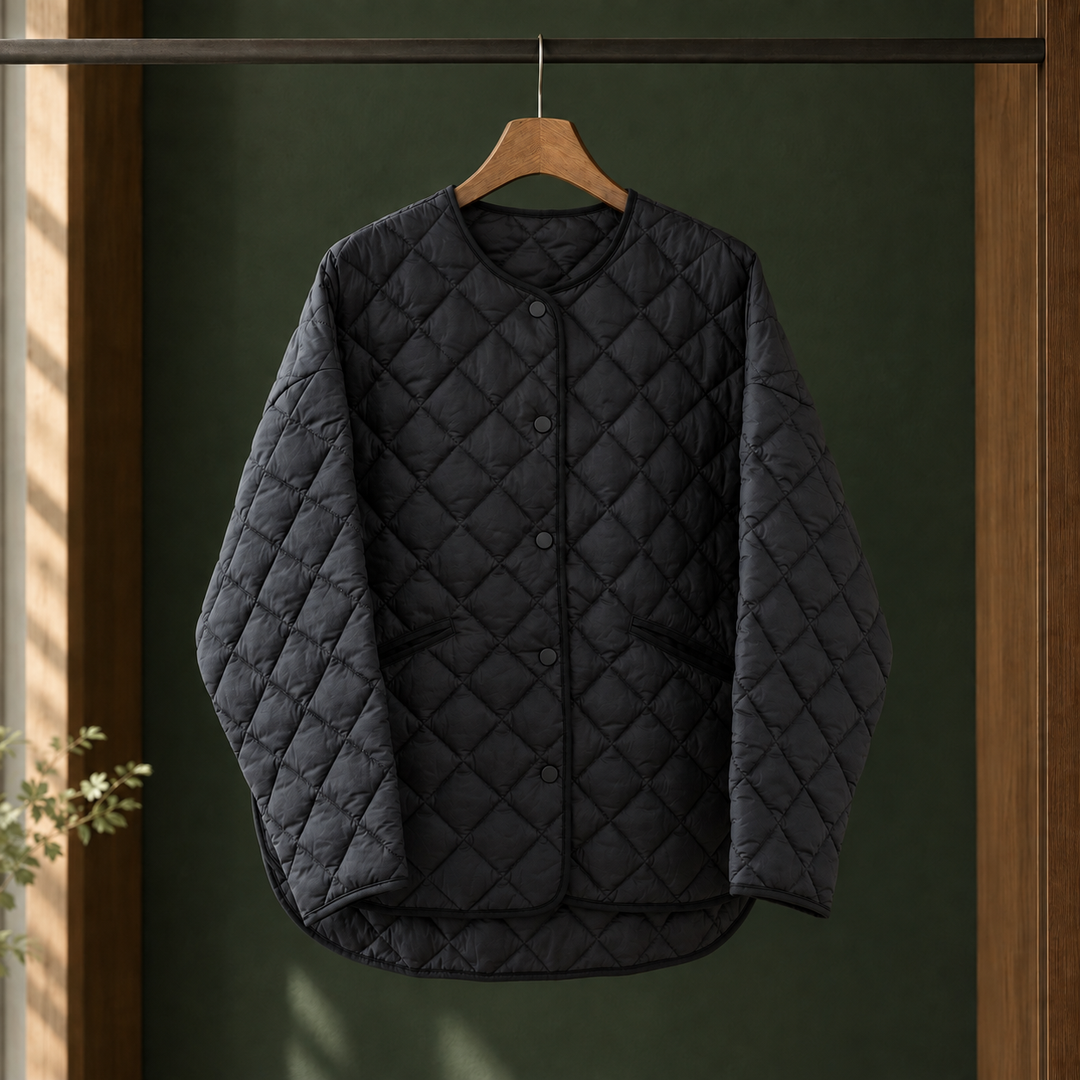 Chalfont women's quilted jacket in Black – front view