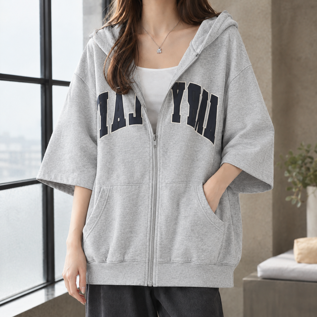 Women's zip-up hoodie Diane in Grey – front view